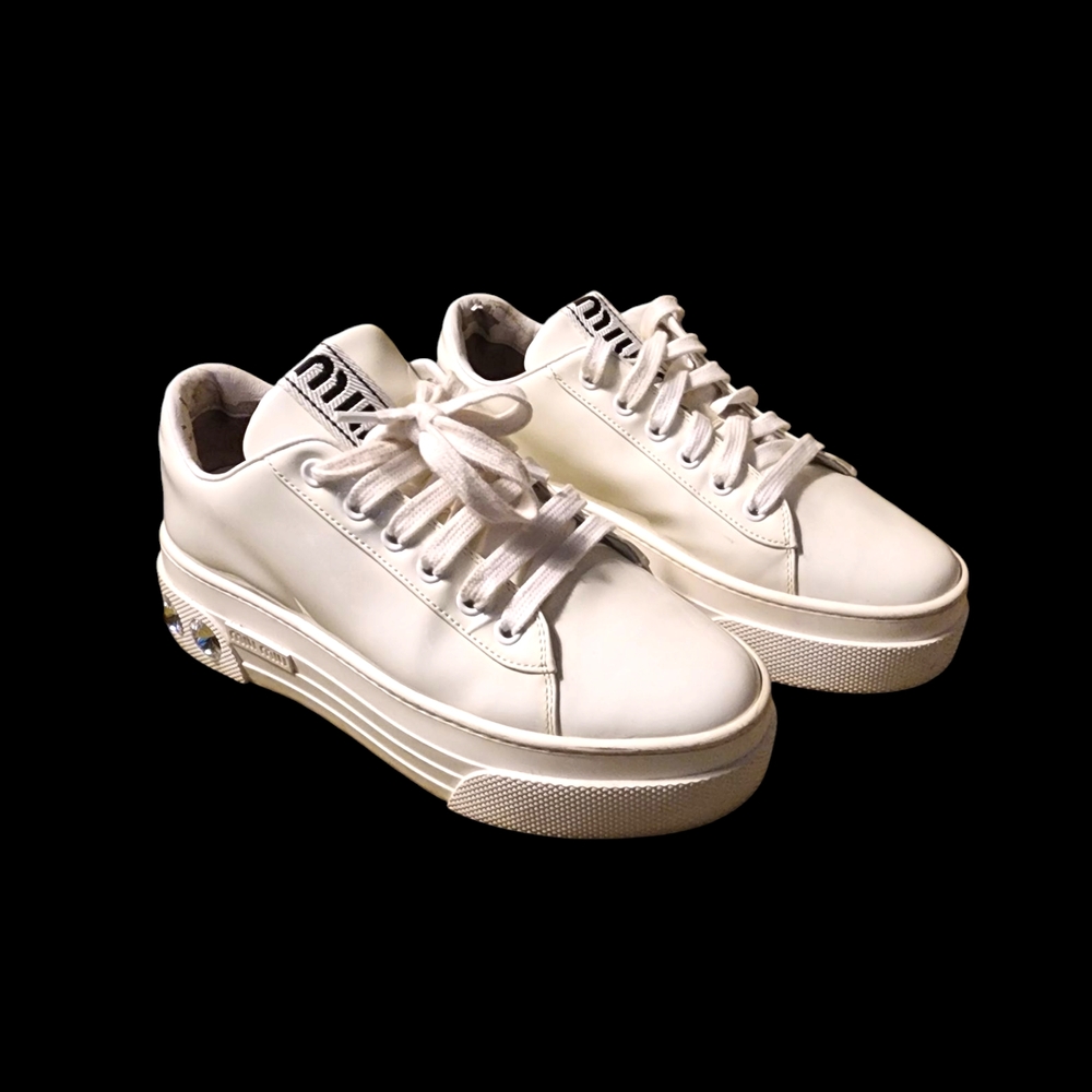 White Sneakers with Logo Detail